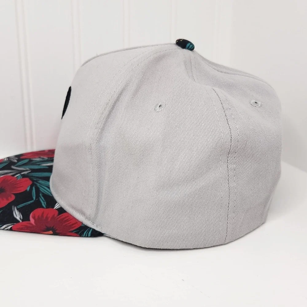 Disney Mickey Mouse Hat Mens OSFM Gray Red Floral Tropical Snapback Baseball Cap